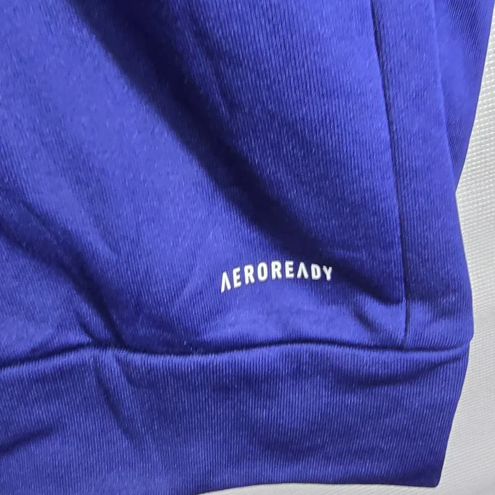 NEW Adidas Hoodie Mens Large Blue Pullover Game and Go Logo Aeroready Sweatshirt